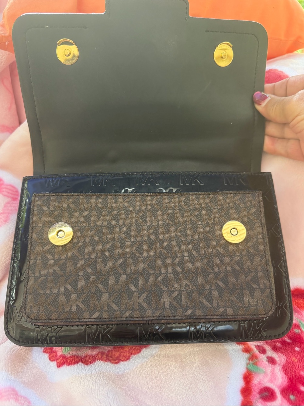 Michael Kors Black Glossy Large Heather Shoulder or Crossbody - Picture 2 of 11
